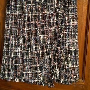 Tailored faux wrap skirt.